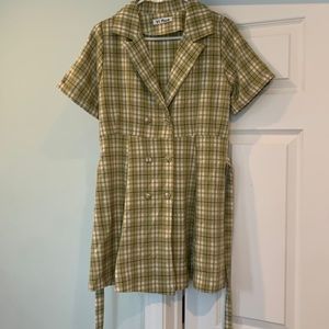 Yi Nuo Green Plaid Dress